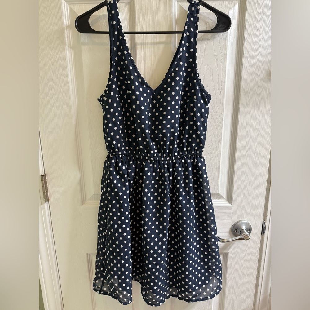 H&M Dark Blue Polka Dot Dress